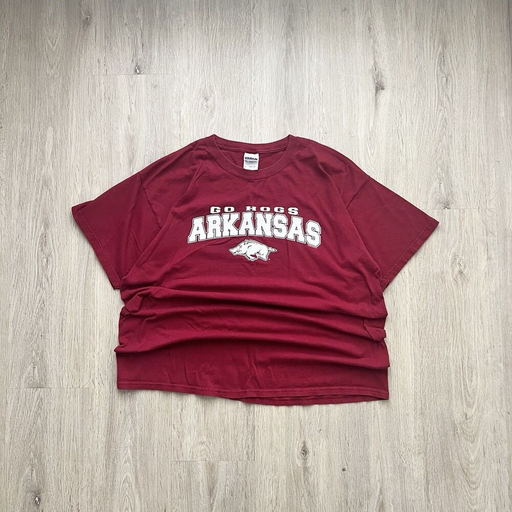 Vintage 90s Style University of Arkansas Razorbacks Graphic T-shirt Size XL Red